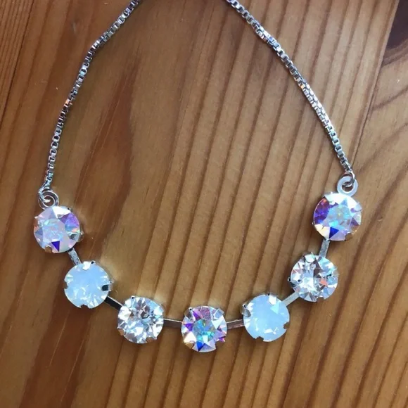 White Opal + AB Adjustable Crystal Bracelet